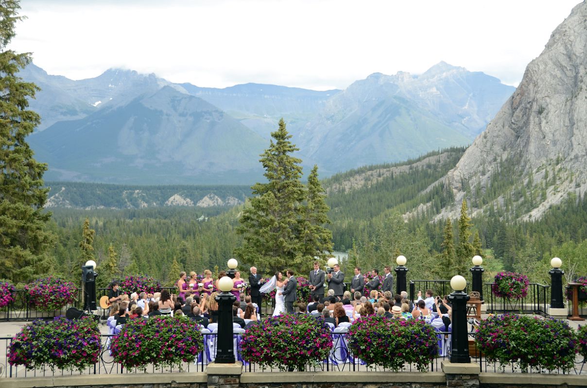12 Banff Springs Hotel Is A Favourite For Weddings Like This One On The Upper Bow Valley Terrace With Mount Girouard And Mount Peechee Beyond